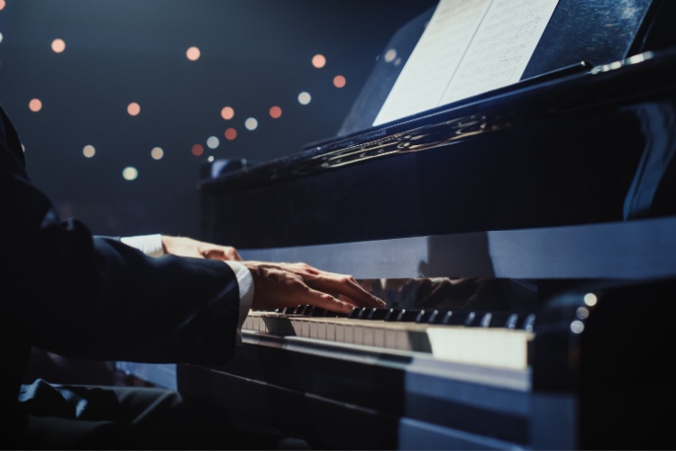 the pianist plays the piano 